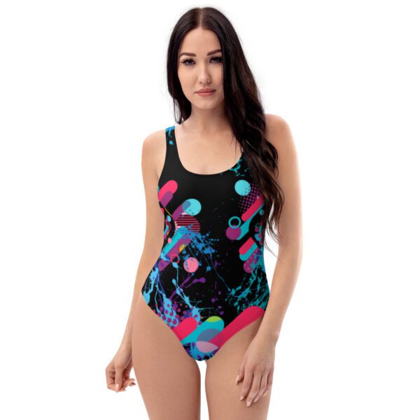 Neon Paint Drip One-Piece Swimsuit